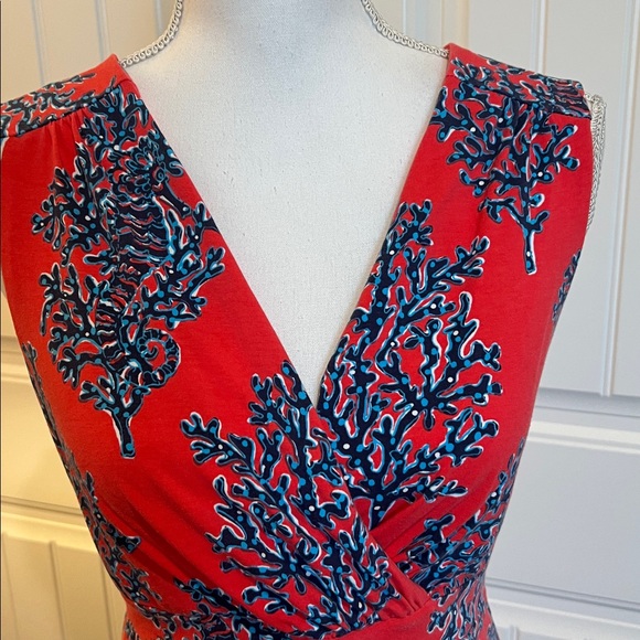 Lilly Pulitzer Jia Seashell Coral Print Stretch Jersey Dress M Medium Coastal - Picture 5 of 16